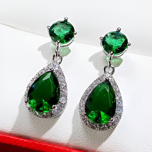 Vintage Green Teardrop Earrings