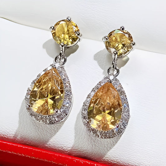 Vintage Yellow Teardrop Earrings