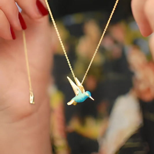 Gold Hummingbird Pendant Necklace
