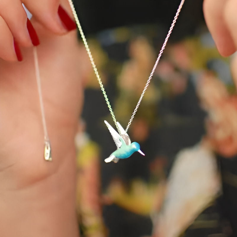 Silver Hummingbird Pendant Necklace