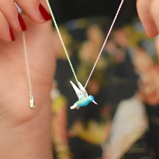 Silver Hummingbird Pendant Necklace