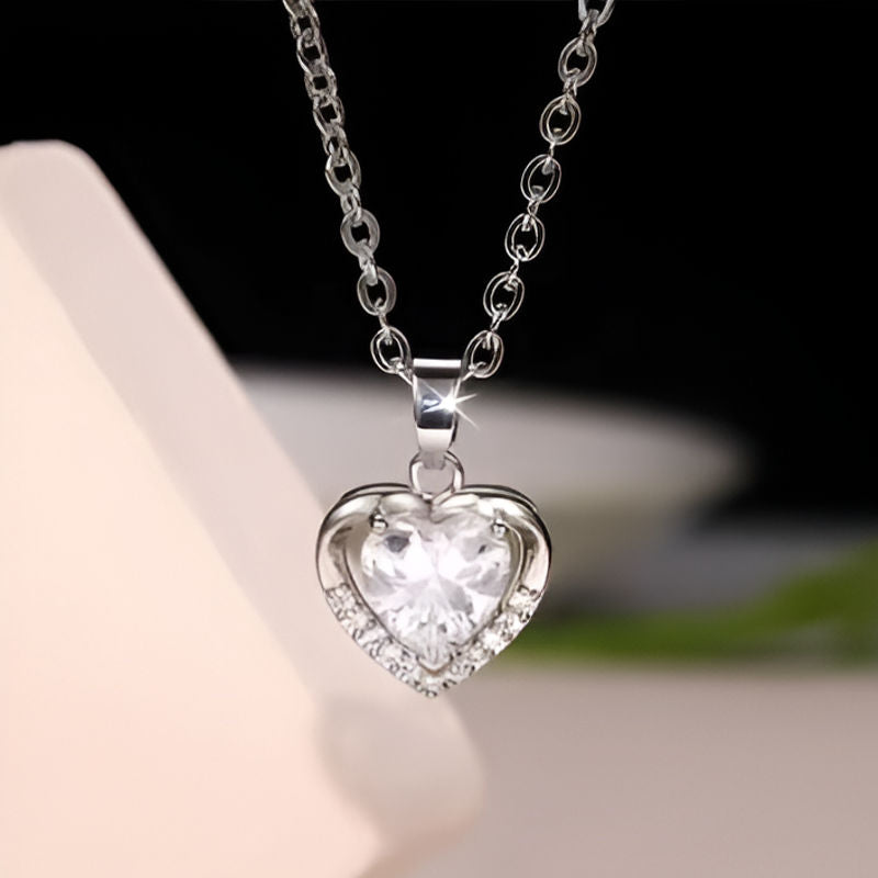 Vintage White Heart Necklace