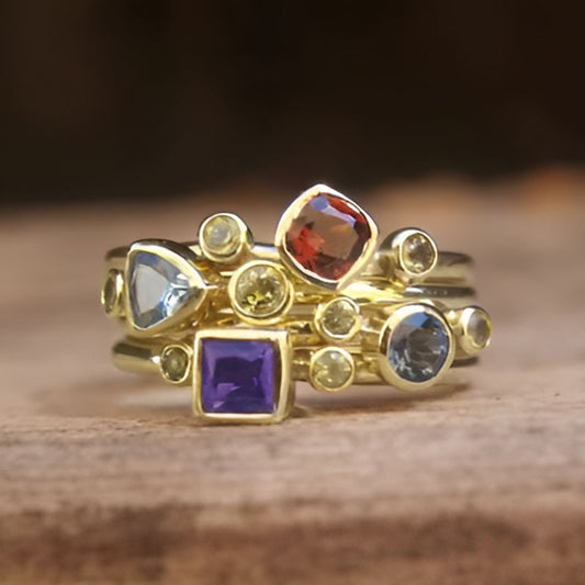 Gold Geometric Cubic Zircon Ring