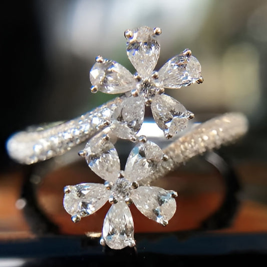 Vintage Double Flowers Ring