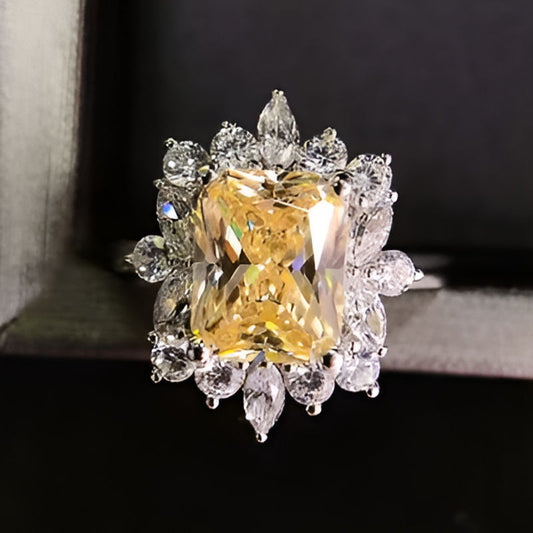 Vintage Square Yellow Stone Ring