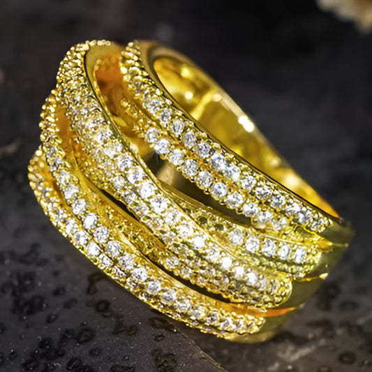 Gold Novel Multi-level Ring