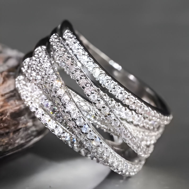 Silver Novel Multi-level Ring