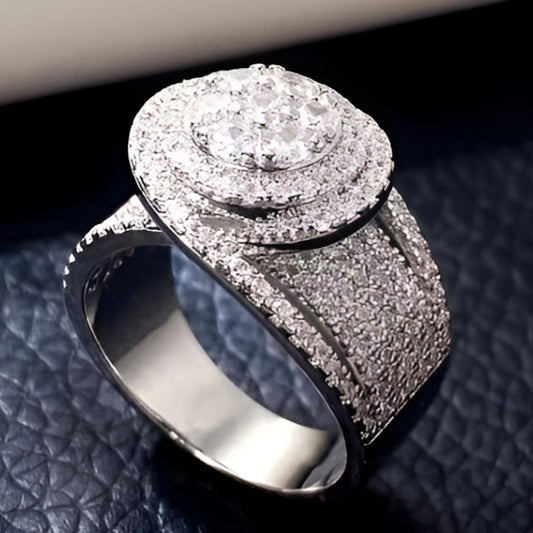 Silver Full Bling Iced Ring