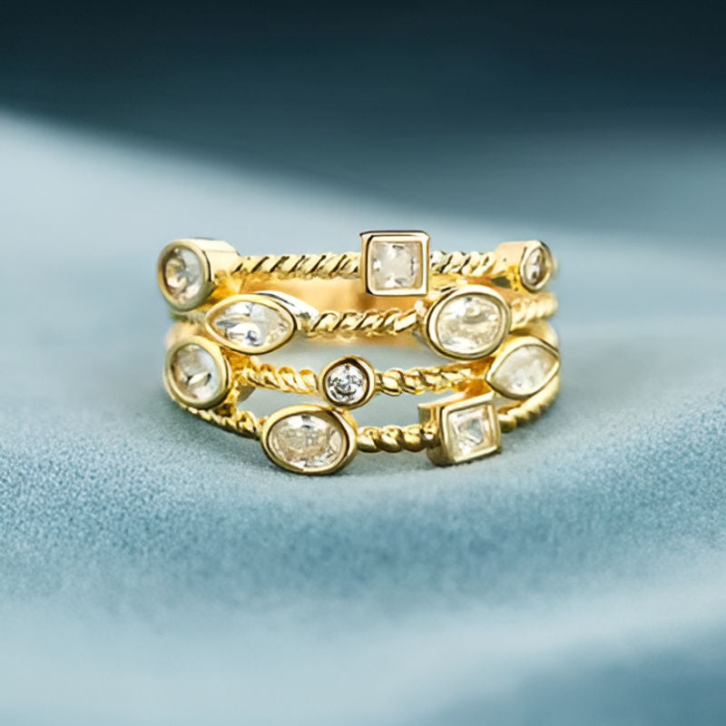 Vintage Zirconia Geometric Twisty Ring