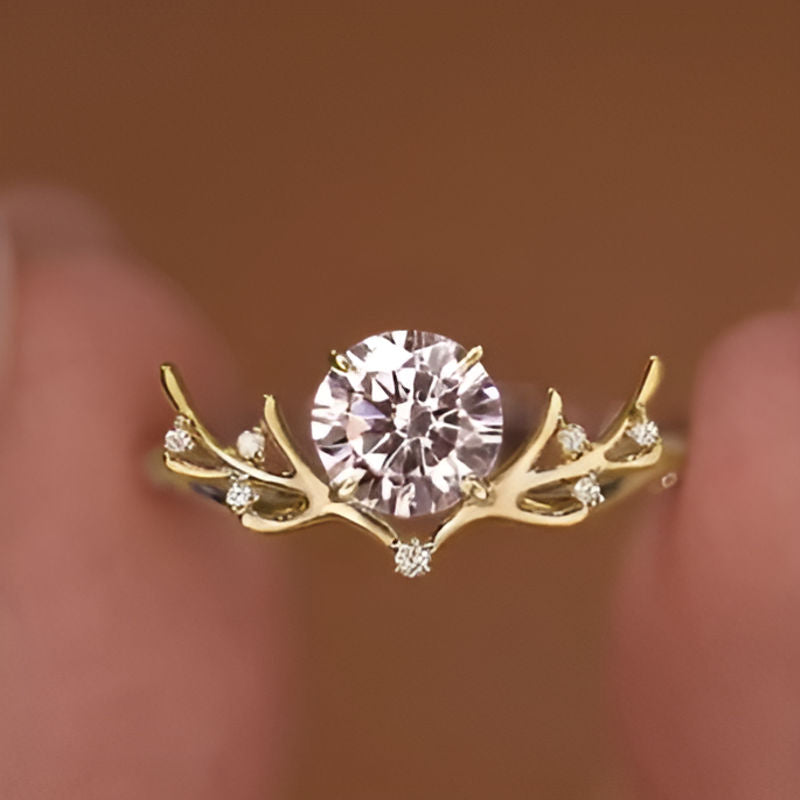 Gold Antlers Shape Ring