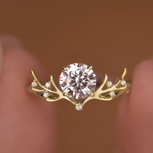 Gold Antlers Shape Ring