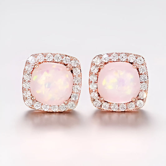 Gold Imitation Opal Earrings