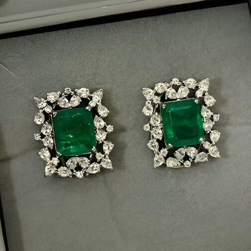 Vintage Green Zirconia Earrings