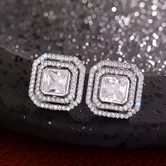 Vintage Geometric Zirconia Earrings