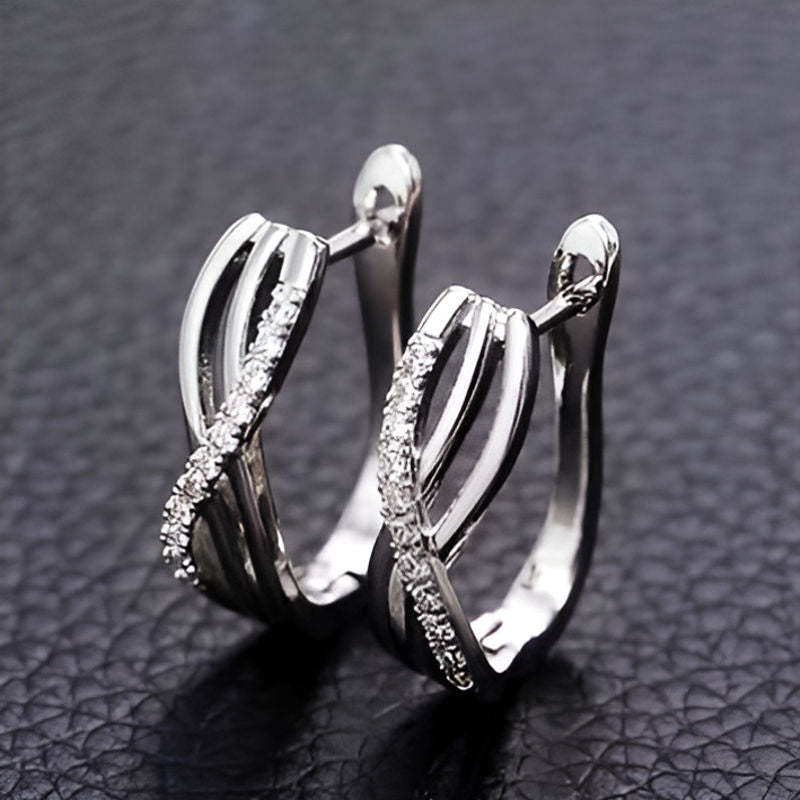 Silver Crystal Hoop Earrings