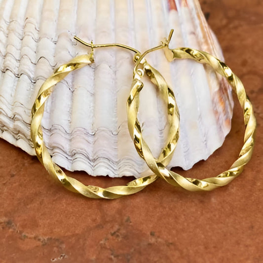 Gold Big Twist Hoop Earrings