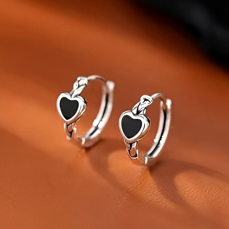 Vintage Black Heart Earrings