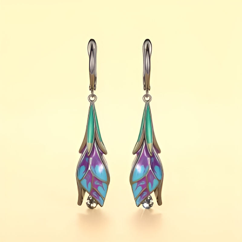 Vintage Dark Tulip Flower Earrings