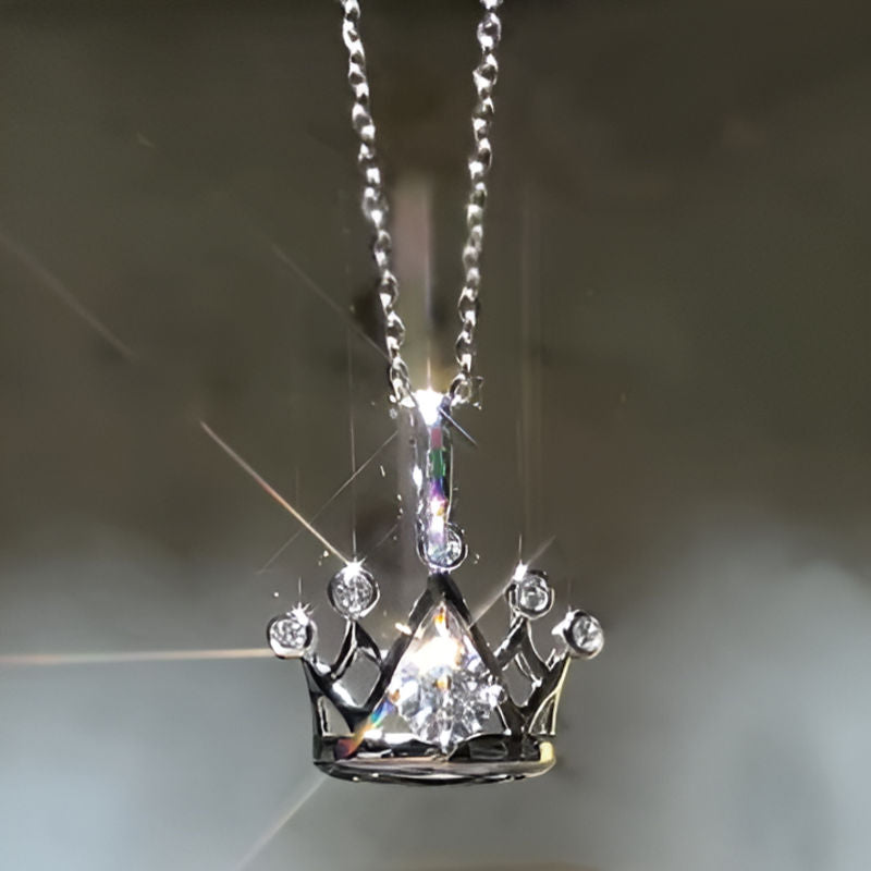 Vintage Crown Pendant Necklace