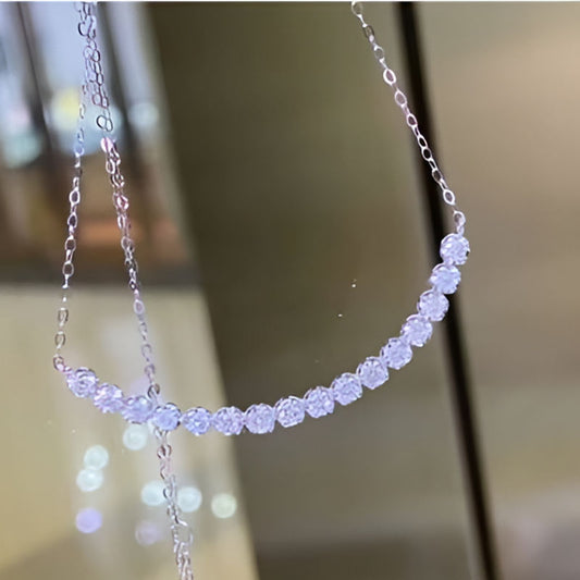 Silver Inlaid White Zirconia Necklace