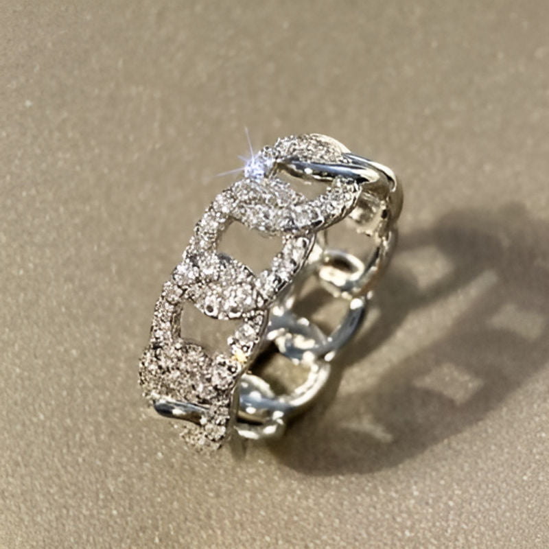 Silver Novel Chain Ring