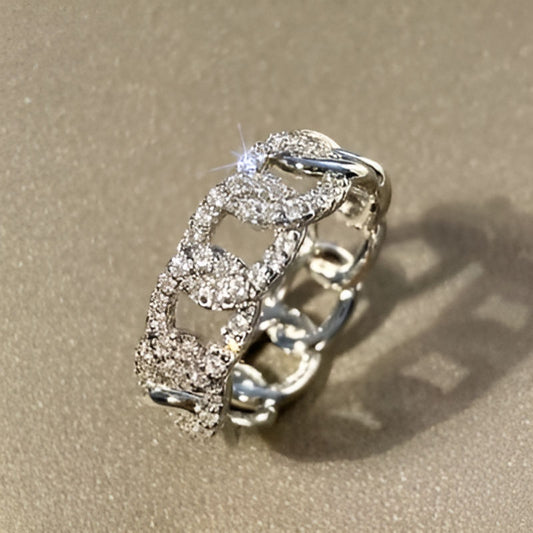 Silver Novel Chain Ring