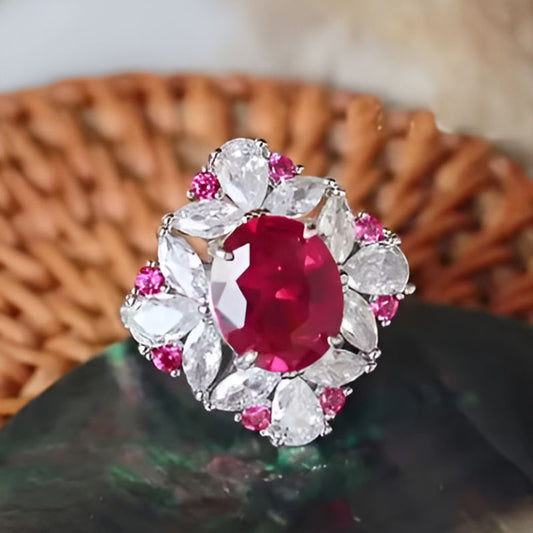 Vintage Red Cubic Zirconia Ring