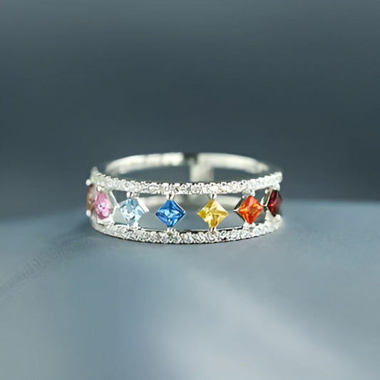 Vintage Square Colorful Ring