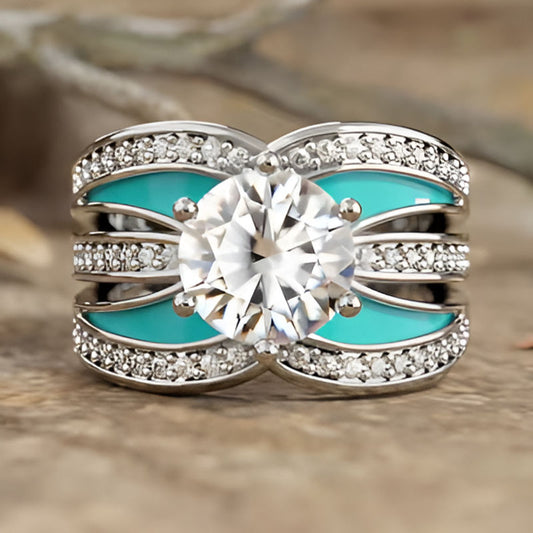 Vintage Green Enamel Ring