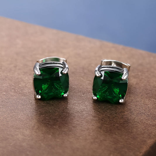 Vintage Dark Green Zirconia Earrings