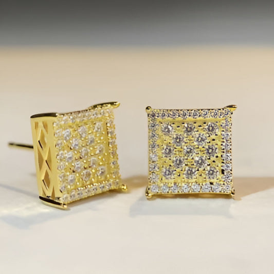 Gold Square Stud Earrings