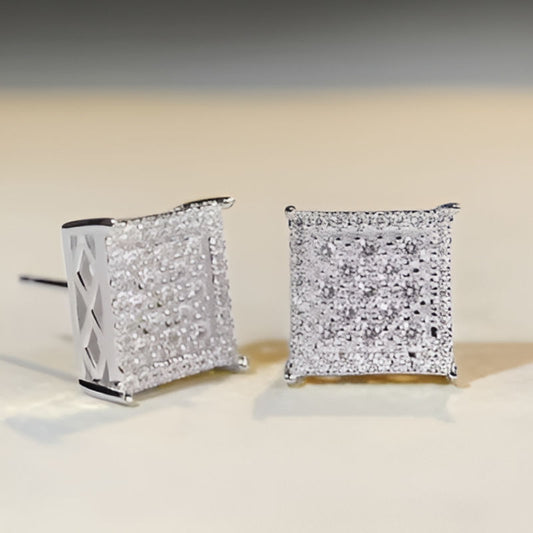 Silver Square Stud Earrings