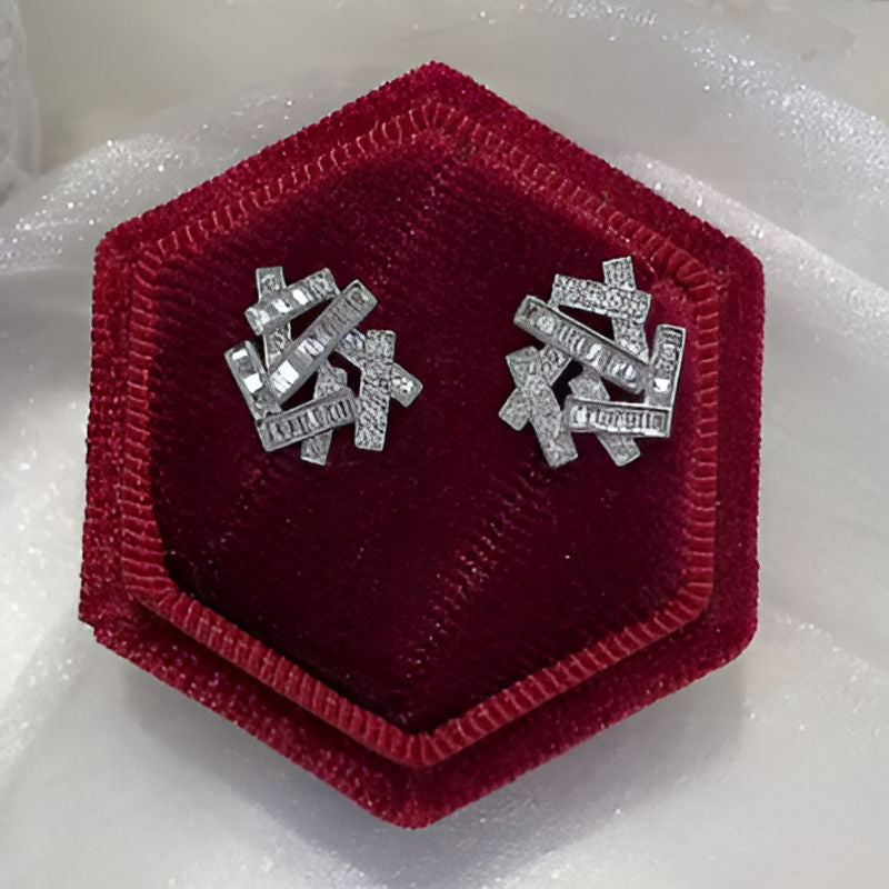 Vintage Geometric Zircon Earrings