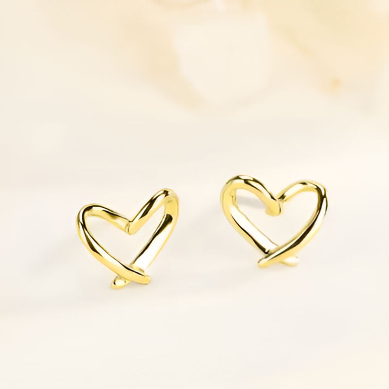 Gold Heart Stud Earrings