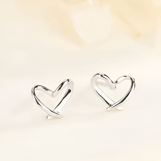 Silver Heart Stud Earrings