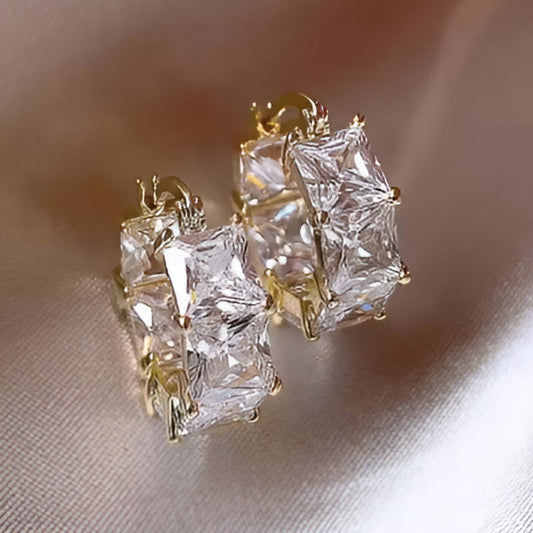 Vintage White Princess Cut Earrings