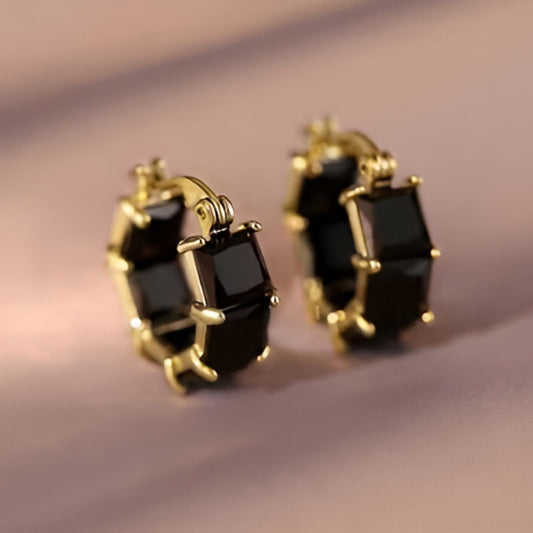 Vintage Black Princess Cut Earrings