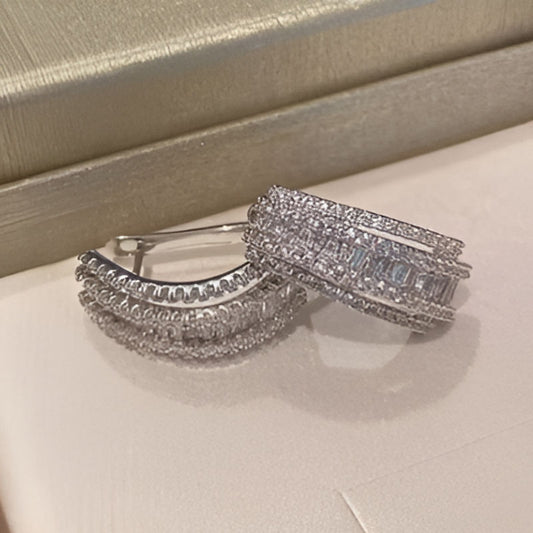 Silver Sparkling Hoop Earrings