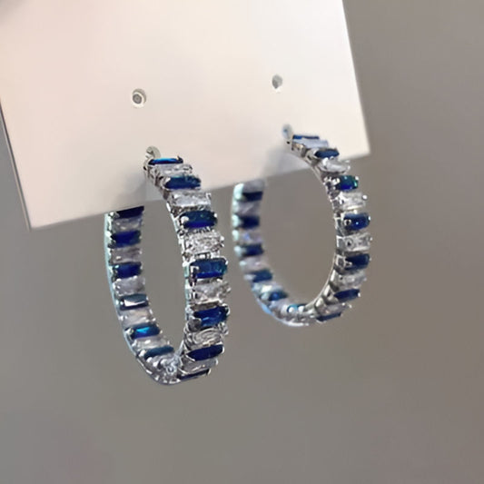 Vintage Bright Blue & White Earrings