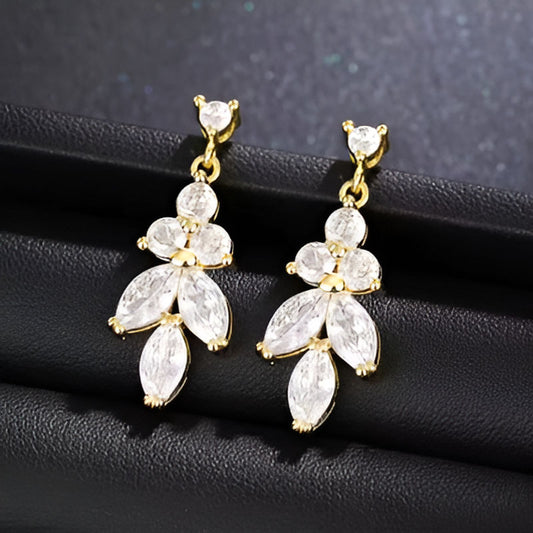 Gold Sparkling Dangle Earrings