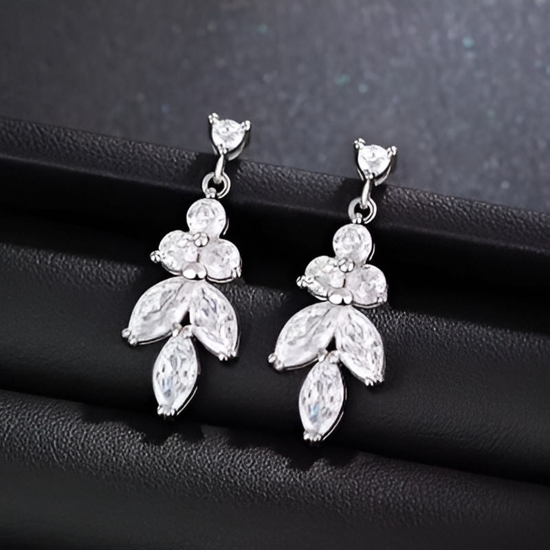 Silver Sparkling Dangle Earrings