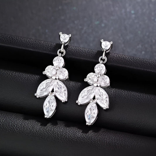 Silver Sparkling Dangle Earrings