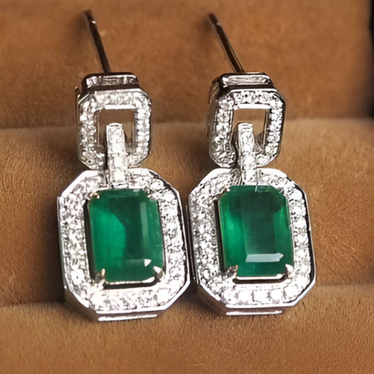 Vintage Green Zirconia Earrings