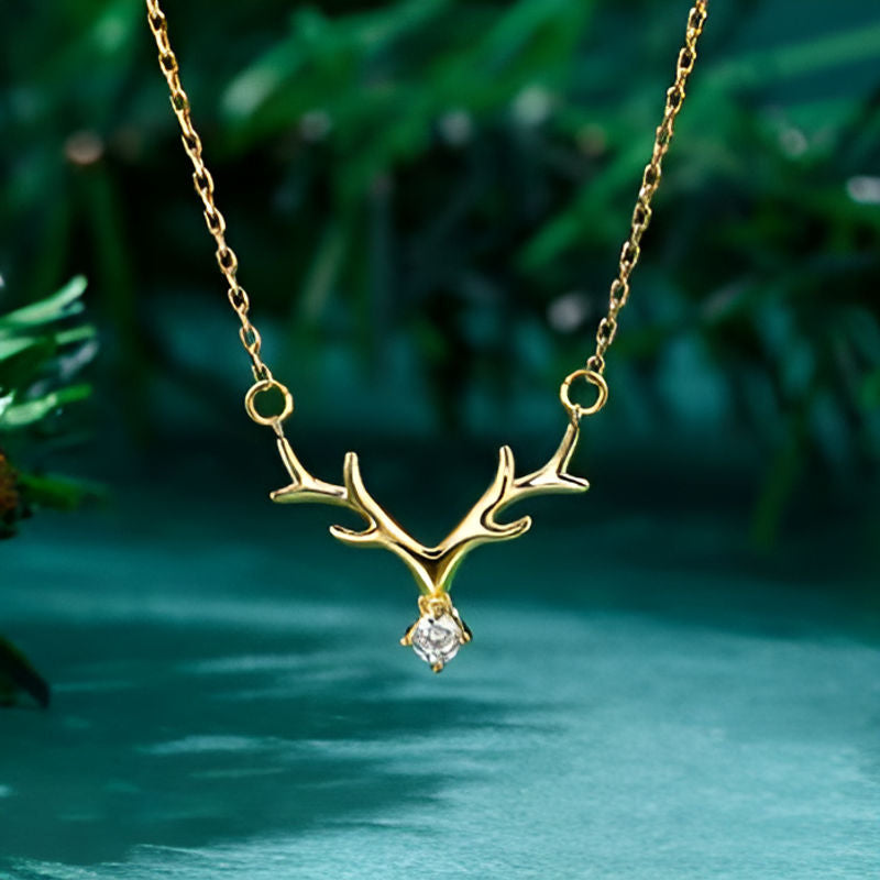 Gold Elk Pendant Necklace