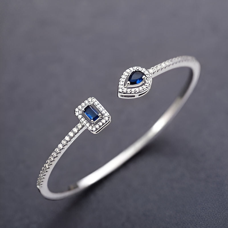 Silver Blue Cuff Bangle Bracelet