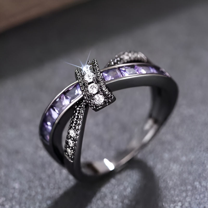 Vintage Black Plated Purple Ring