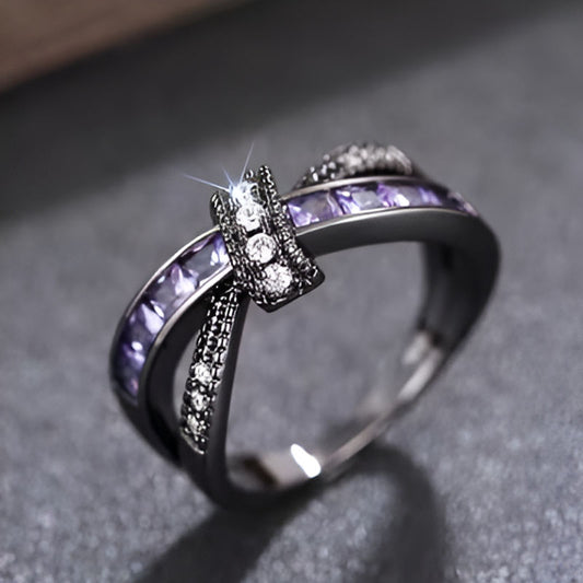 Vintage Black Plated Purple Ring