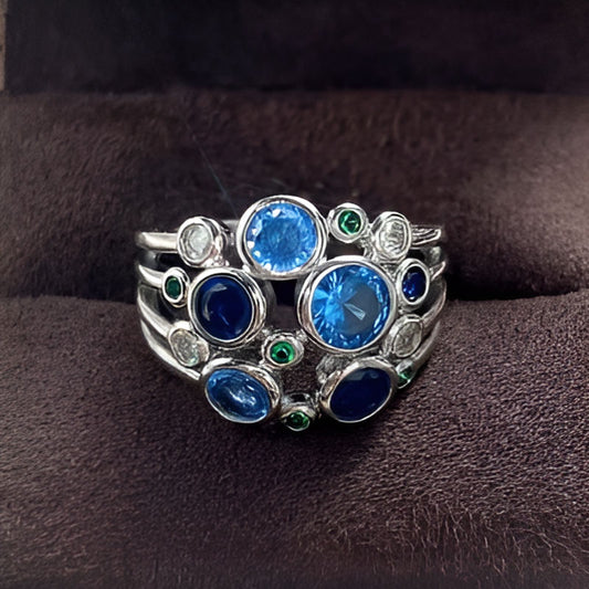 Vintage Round Blue Ring