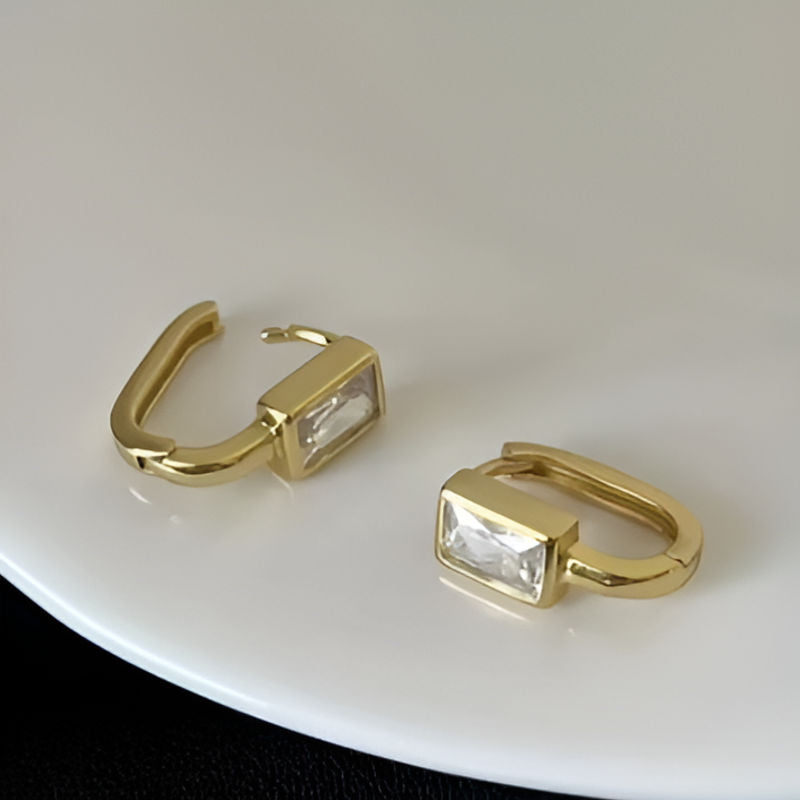 Gold Geometric Zirconia Earrings