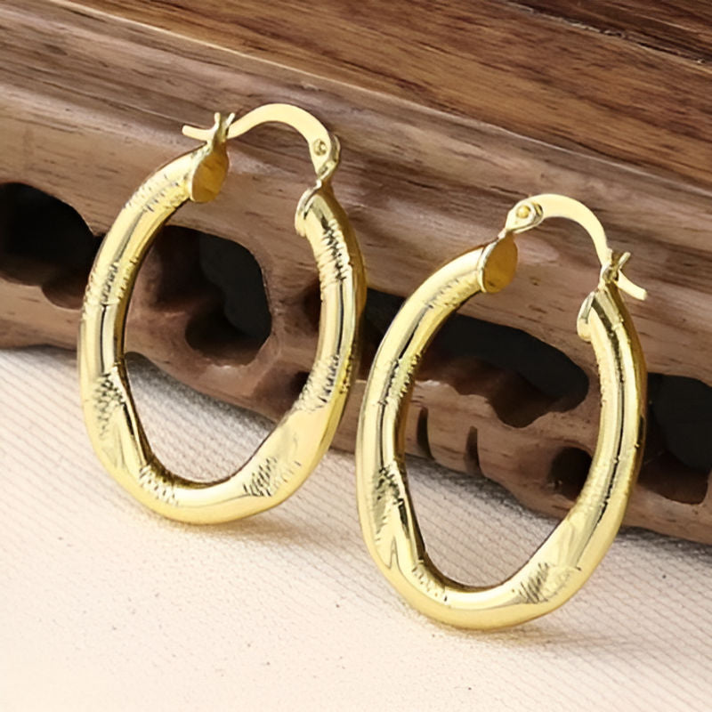 Gold Twist Carve Earrings